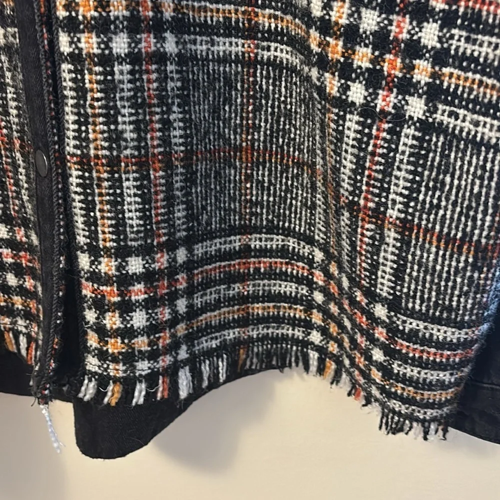 Zara Black and Plaid Jean Jacket